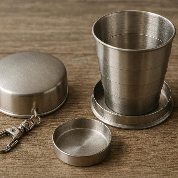 Folding Stainless Steel Travel Cup Portable Metal Collapsible Drinking Mug Lightweight Pocket Flask For Outdoor Hiking