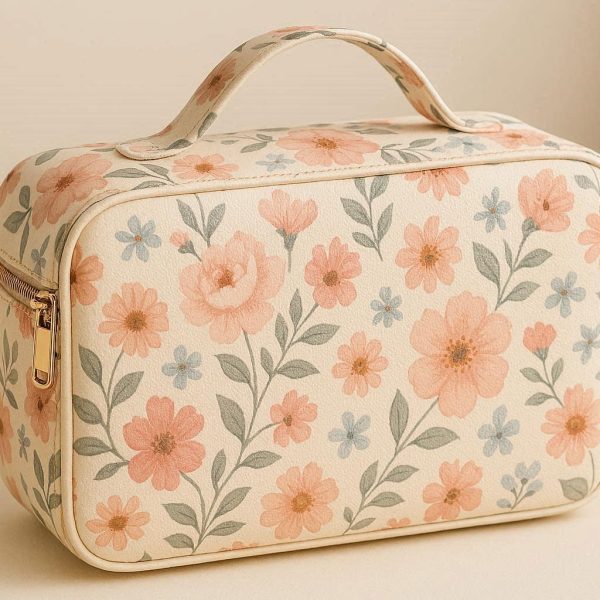 29 Aesthetic Floral Printed Toiletry Bag PU Leather Cosmetic Storage Case Travel Wash Organizer Pouch Wallet For Women