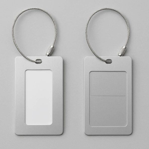 3 Aluminum Metal Luggage Tags Hard Travel Suitcase ID Label Holder Privacy Shield Wire Rope Cable Strap Minimalist