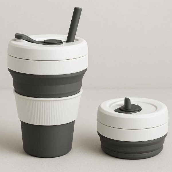 11 Collapsible Coffee Cup Silicone Portable Folding Travel Mug Leak Proof Pocket Drinking Tumbler With Straw Heat Resistant