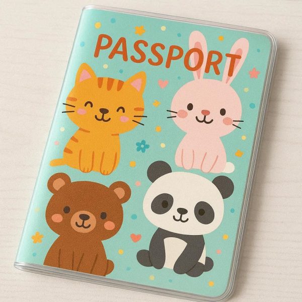 21 Cute Cartoon Animals Passport Holder Plastic Travel Wallet Colorful ID Card Organizer Case For Kids Family Vacation