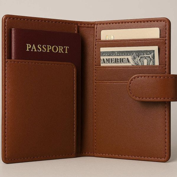 22 Genuine Leather Passport Holder Luxury Travel Wallet Slim Document Case Cash Card Organizer Clasp Closure Minimalist