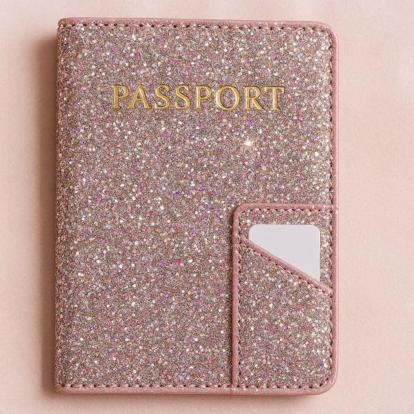 23 Glitter Sparkle Passport Holder Bling Travel Wallet Card Slot ID Protector Document Case Luxury Accessories For Girls