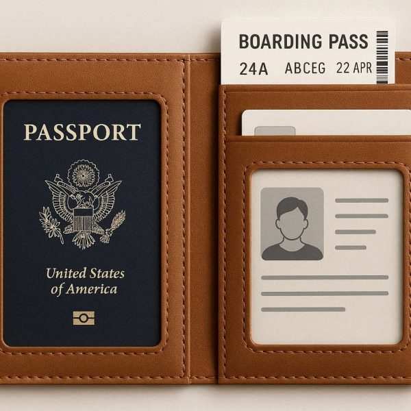 24 Glance Window Passport Holder Quick Scan Leather Travel Wallet Card Slot ID Case Document Protector Minimalist Unisex