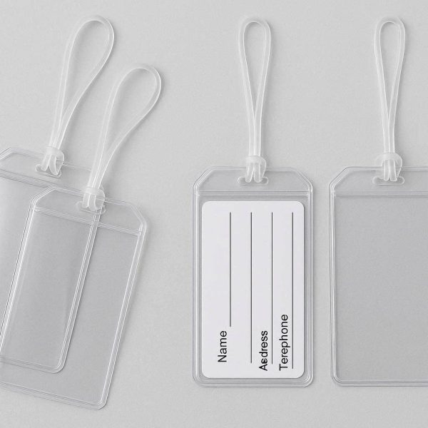 6 Clear PVC Luggage Tags Set Transparent Travel Bag ID Label Holder Waterproof Plastic Suitcase Name Card Pack